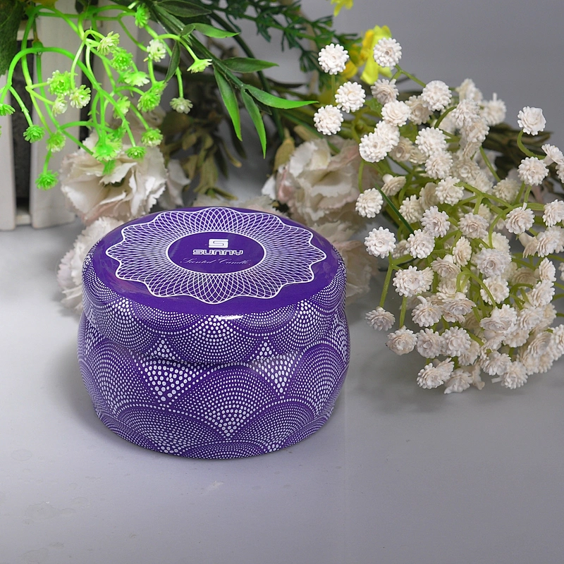 Sunny design decorative metal candle tin 10oz with lid
