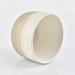 Custom empty brown frosted ceramic candle vessel