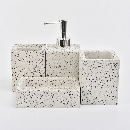 toothbrush holder and soap dispens concrete bathroom accessories set