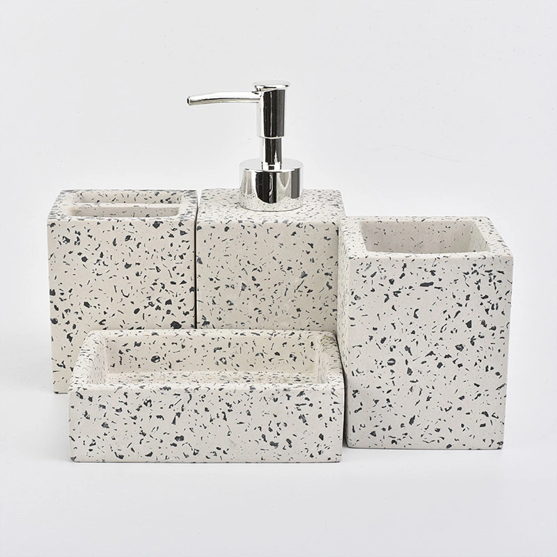 toothbrush holder and soap dispens concrete bathroom accessories set