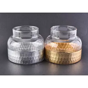 Crystal gold glass candle jar home decor