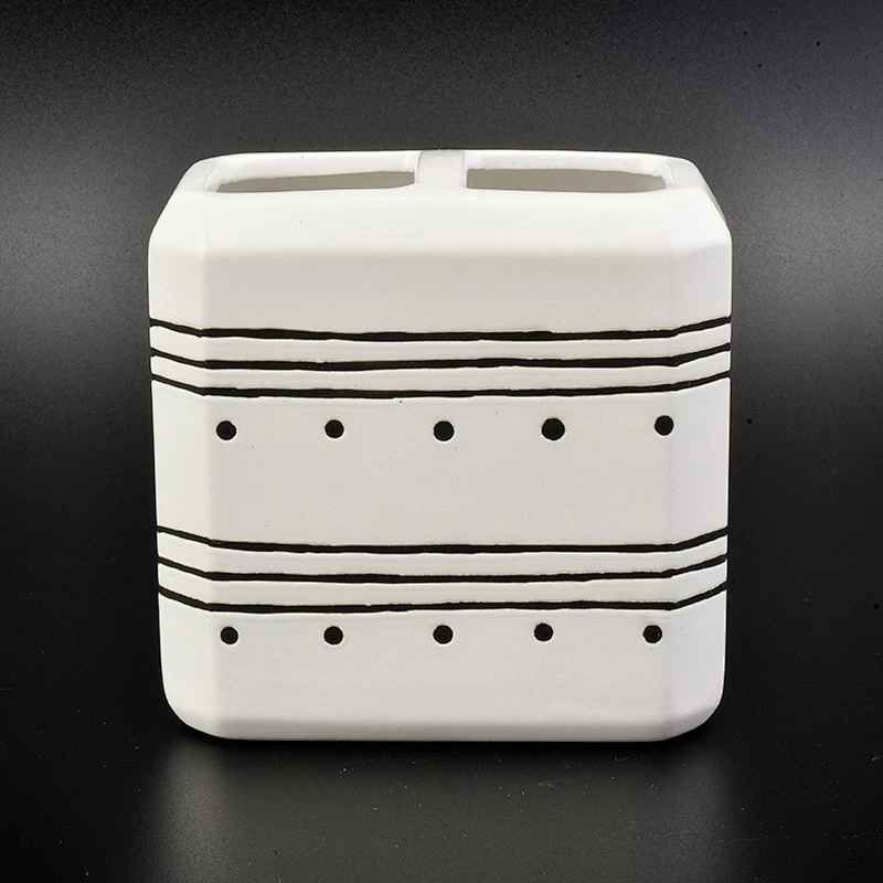 glazing ceramic bath accessories sets simple pattern ceramic bottle toothbrush holder