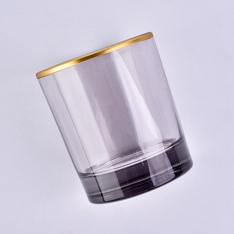 decorative gold rim glass candle jar