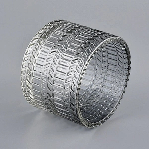 hot sales embossed glass candle container