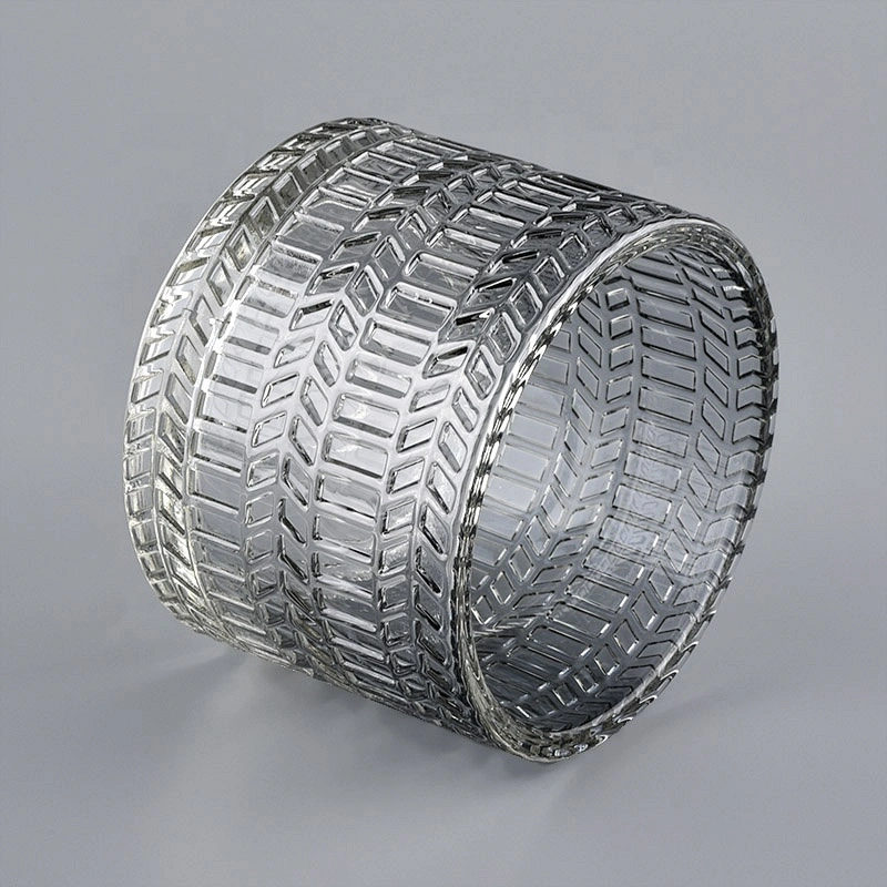 hot sales embossed glass candle container