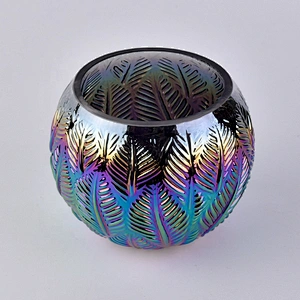 Sunny lotus electroplated glass candle container bulk