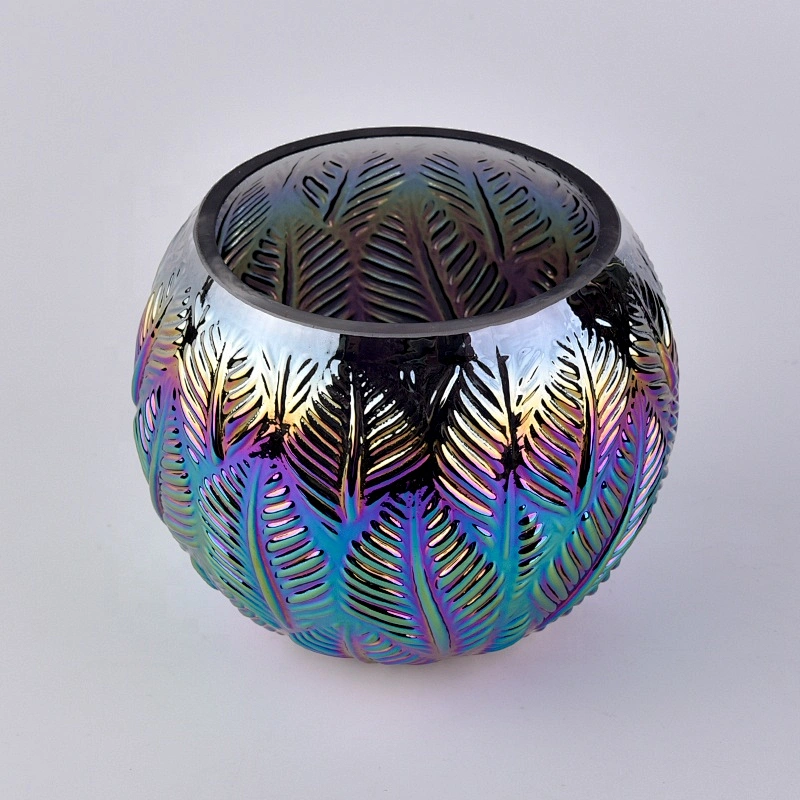 Sunny lotus electroplated glass candle container bulk