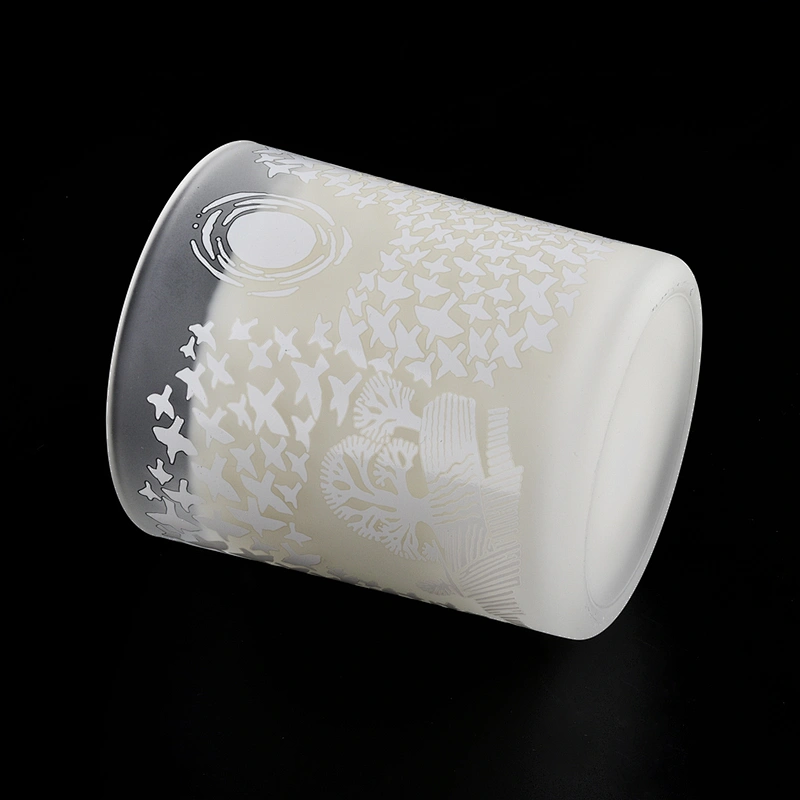 Custom high end scented soy frosted white glass candle holder