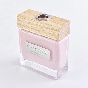 Sunny luxury pink square scented glass diffuser bottles with wooden cap