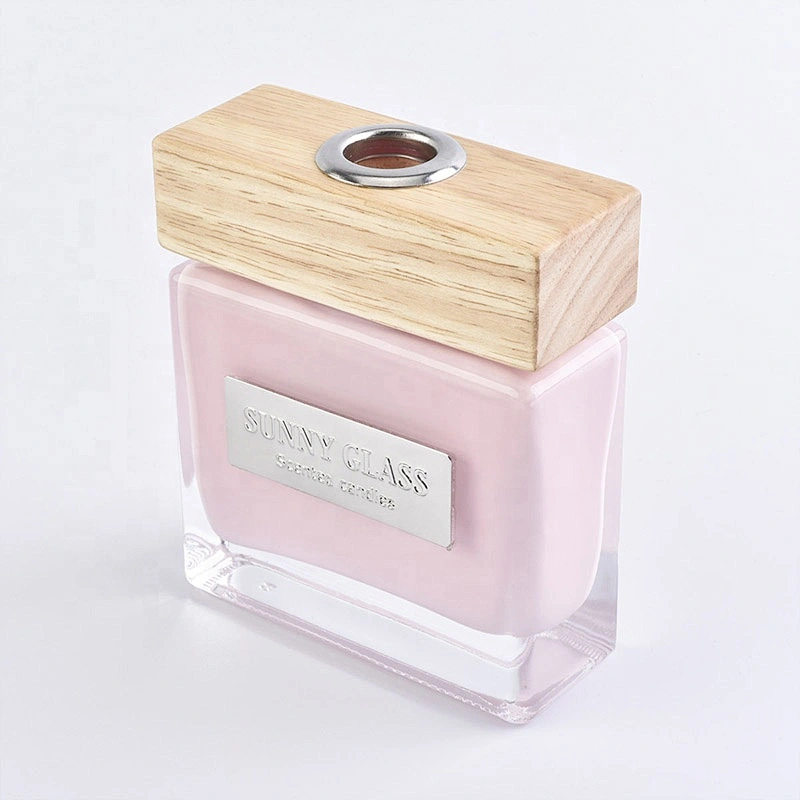 Sunny luxury pink square scented glass diffuser bottles with wooden cap
