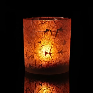 Wholesales frosted gold custom tealight glass candle jar
