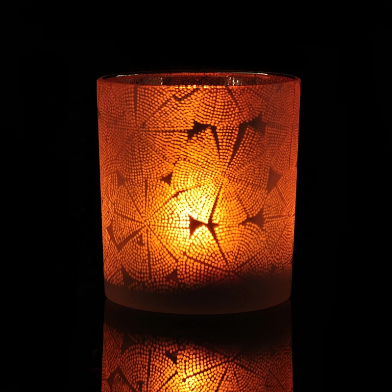 Wholesales frosted gold custom tealight glass candle jar