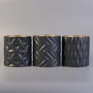 Luxury matte black ceramic candle container 600ml