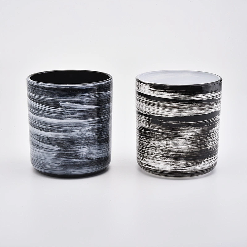 12oz hand-drawing glass candle jars for hotel decorations