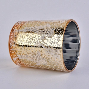10oz Sunny new design gold luxury electroplated glass candle jars home decor