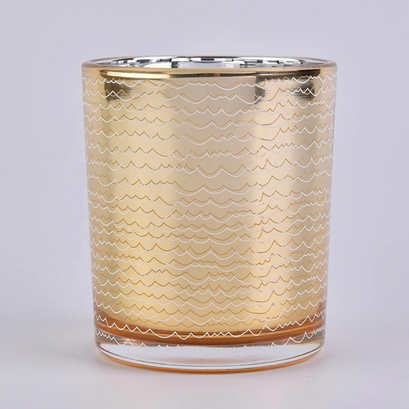 Home decoration wholesales luxury gold glass candle jar