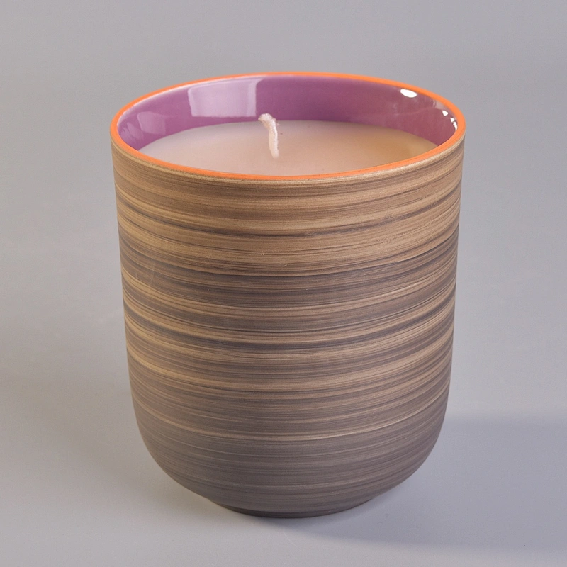 China Suppliers brown votive hand made ceramic candle jars 6oz 10oz 12oz