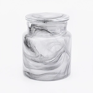 overlay glass bath accessories sets white and black glass jar with lid for bathroom
