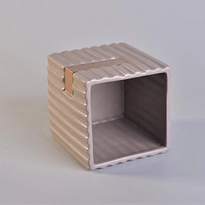 Wholesales Customized grey square ceramic jars candle 10oz