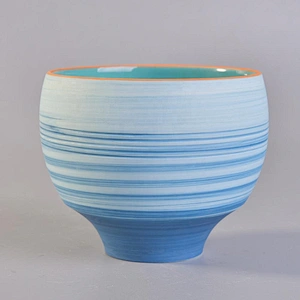 Sunny blue frosted ceramic candle bowl holder wholesale