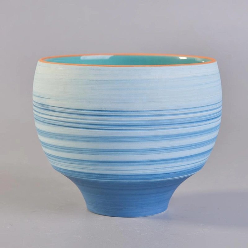 Sunny blue frosted ceramic candle bowl holder wholesale