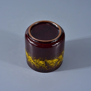 Wholesales brown custom ceramic candle vessel with lid home decoration