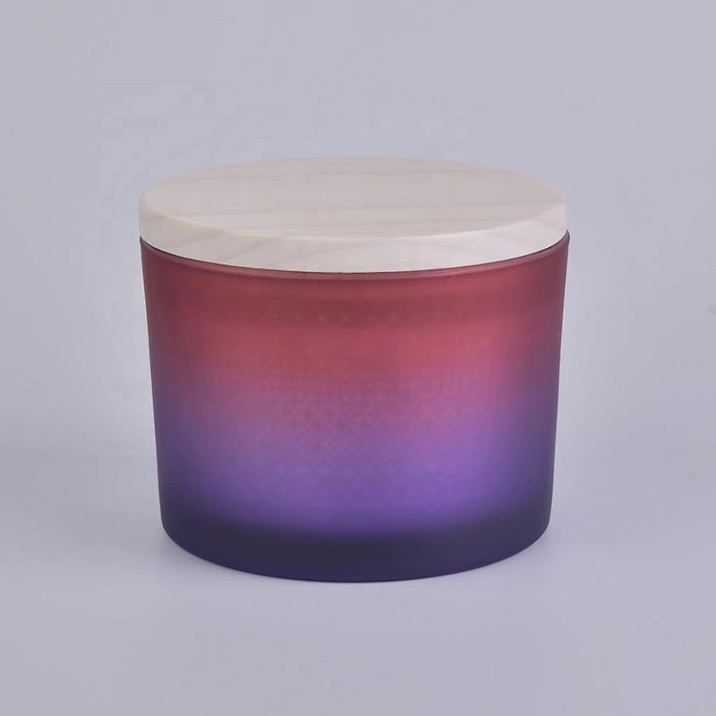 10oz Wholesales votive matte blue glass candle holder with wood lid
