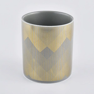 Matte Grey Ceramic Candle Jar With Custom Gold Printing