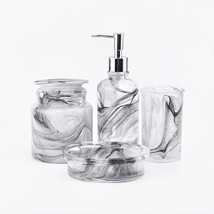 overlay glass bath accessories white and black glass lotion dispenser for bathroom