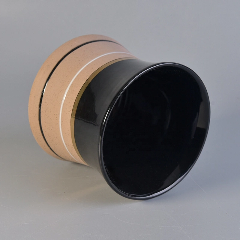 Wholesales custom empty matte black ceramic candle holder jars