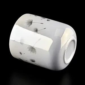 Wholesale White Ceramic Candle Jars with Decal Printing