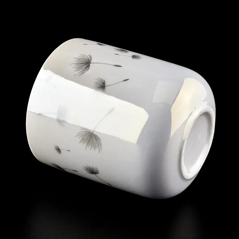 Wholesale White Ceramic Candle Jars with Decal Printing
