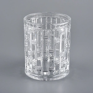 250ml Glass Candle Holders with bamboo patterns