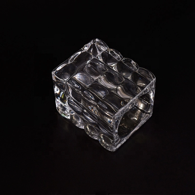 100ml Wholesales square bubble crystal tealight glass candle jar