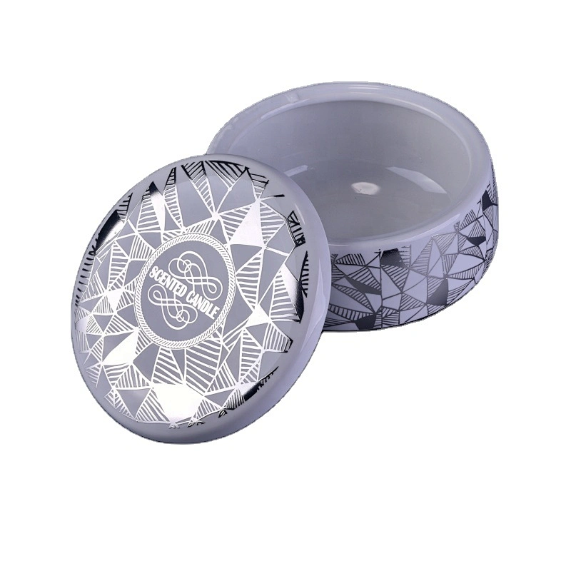 Sunny good price silver custom scented ceramic candle holder with lid