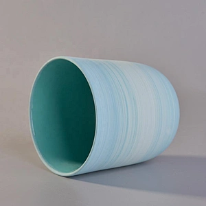 Manufacturer blue matte custom candle ceramic container