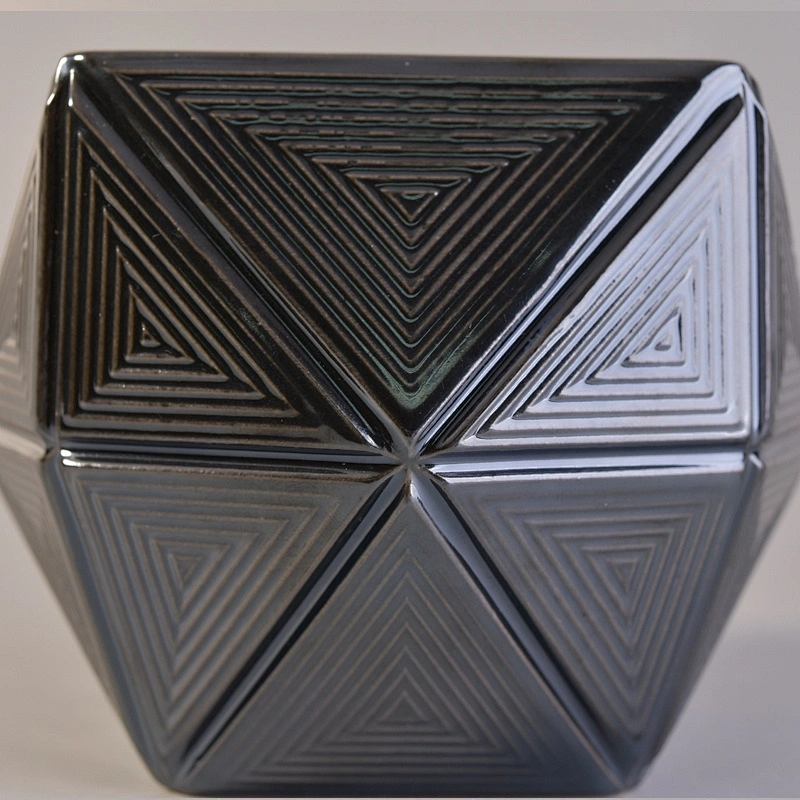 10oz 14oz Sunny black Hexagon scented glass candle holder