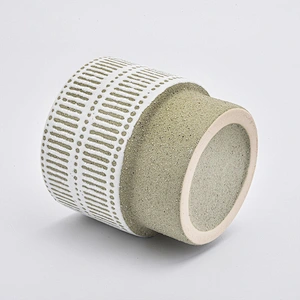 18oz Sand Effect Green Ceramic Candle Holders Candle Jars for Home Decor