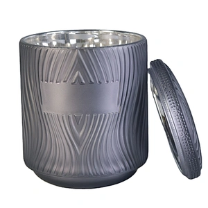 Sunny custom empty grey Glass Candle jars with lids 10oz 20oz