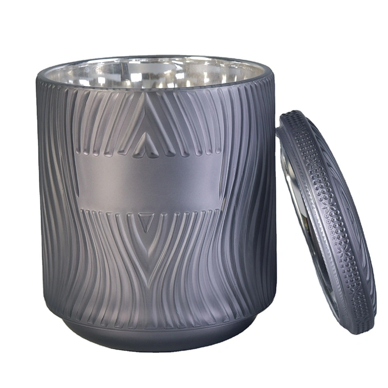 Sunny custom empty grey Glass Candle jars with lids 10oz 20oz