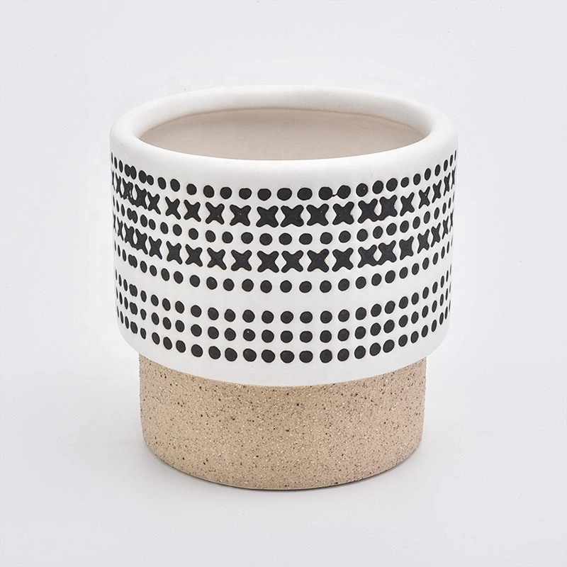 Hand made matte decorating ceramic candle jar custom