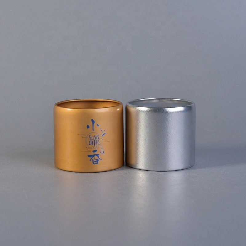 Logo printing gold Metal Aluminum tea candle tins