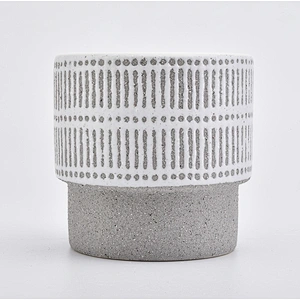 17oz Sand Effect Grey Ceramic Candle Holders Candle Jars for Home Decor