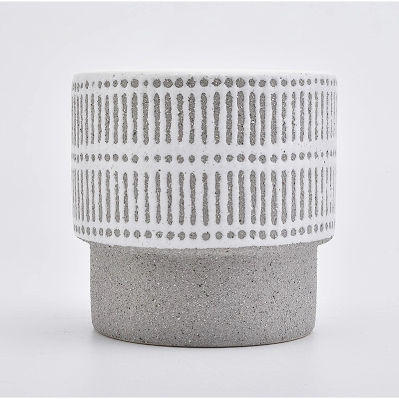 17oz Sand Effect Grey Ceramic Candle Holders Candle Jars for Home Decor