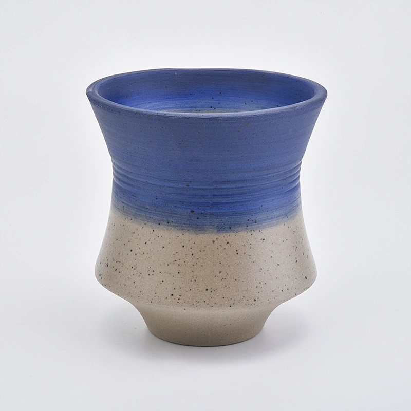 luxury blue painting design ceramic candle jars