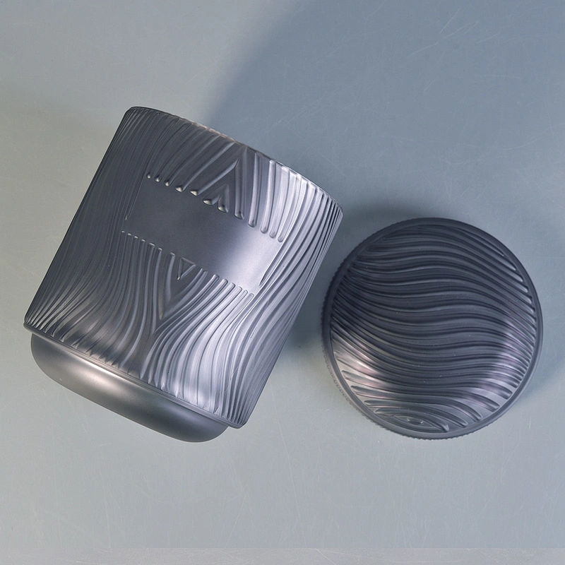 Sunny custom empty grey Glass Candle jars with lids 10oz 20oz