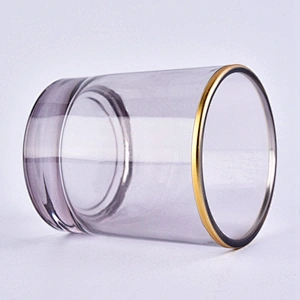 decorative gold rim glass candle jar