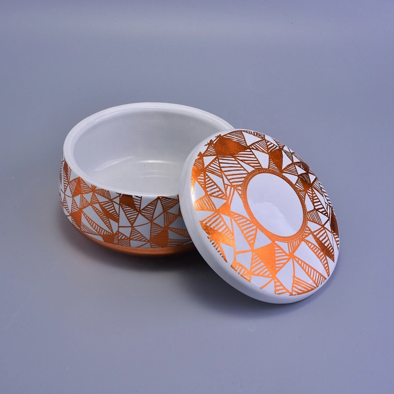 Sunny glassware custom tealight white ceramic candle holder with lid