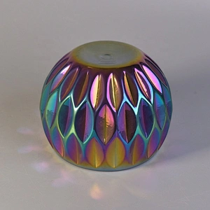 Wholesale custom plating lotus Glass candle holders for wedding table decoration