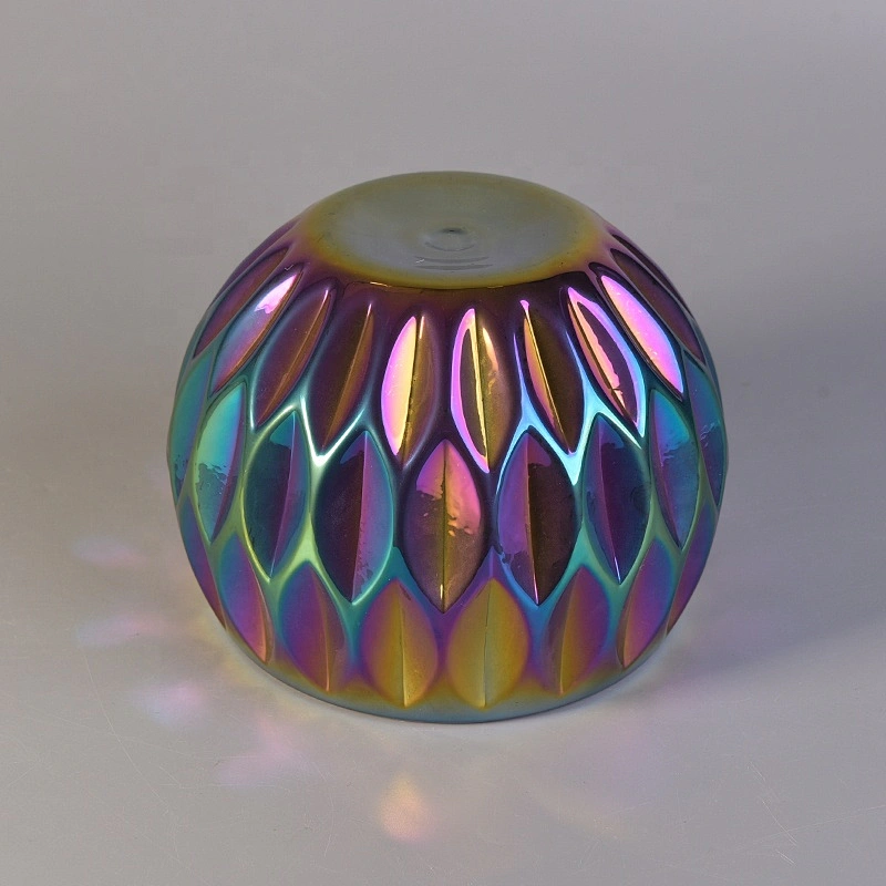 Wholesale custom plating lotus Glass candle holders for wedding table decoration